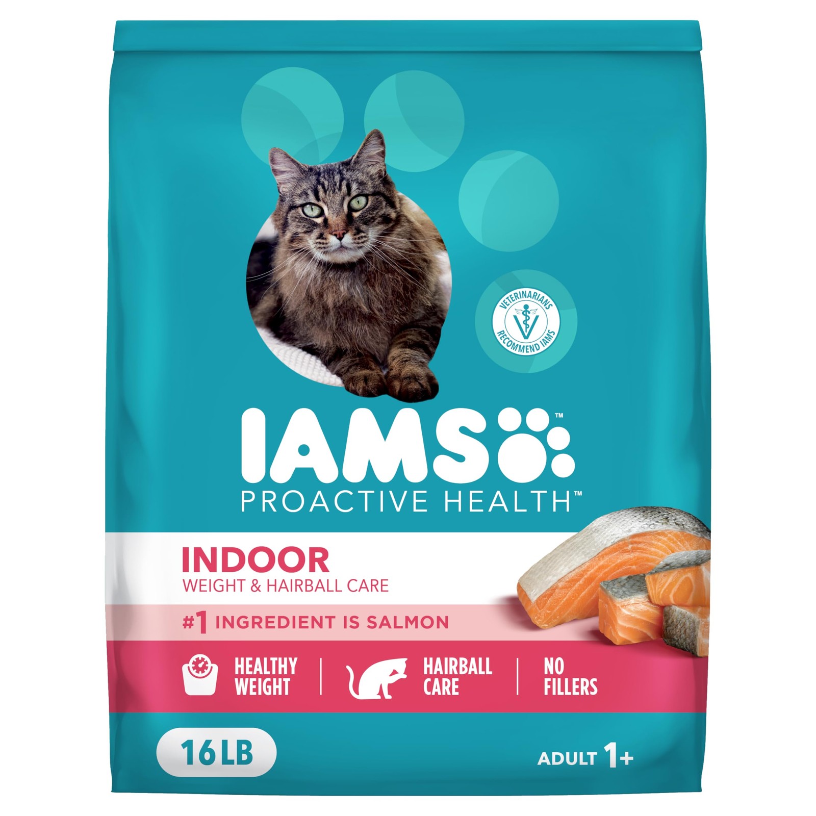IAMS Proactive Health Dry Cat Food, Indoor 16 Pound (Pack of 1), Salmon