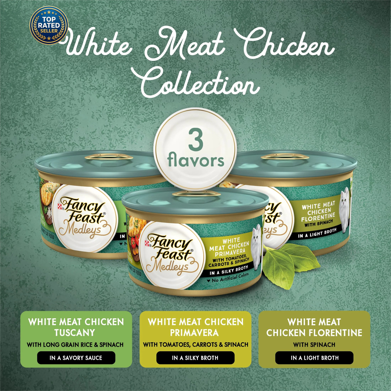 Wet Cat Food Variety Pack, Medleys White Meat Chicken in Sauce Collection, 3 Oz.