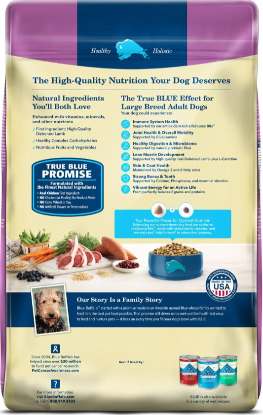 Blue Buffalo Life Protection Large Breed Lamb & Rice Adult Dry Dog Food, 30 lb