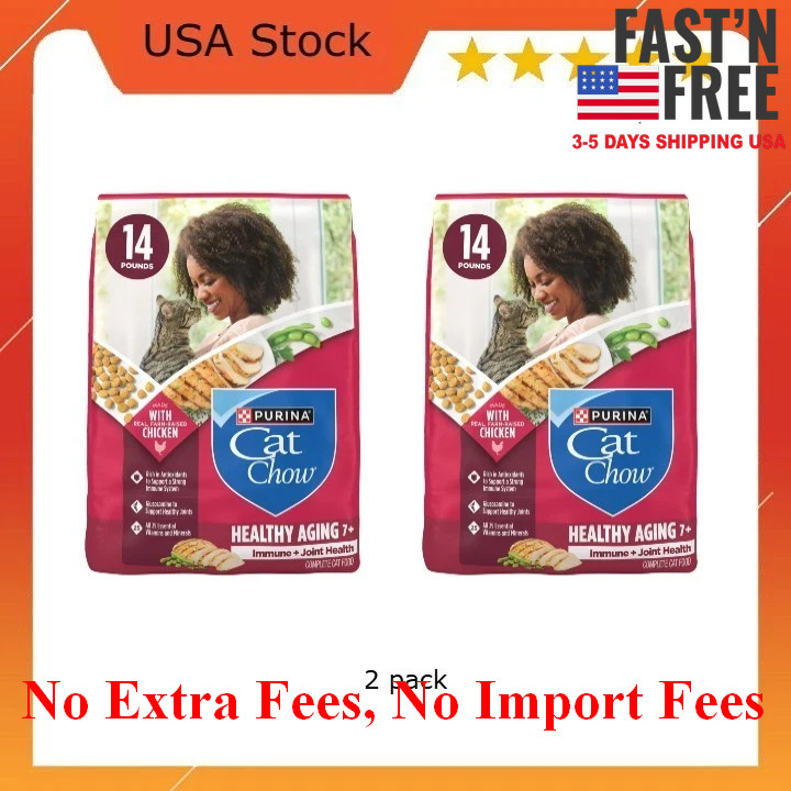 Purina Cat Chow Healthy Aging 7+ Senior Dry Cat Food With Chicken, 2 pack, NEW