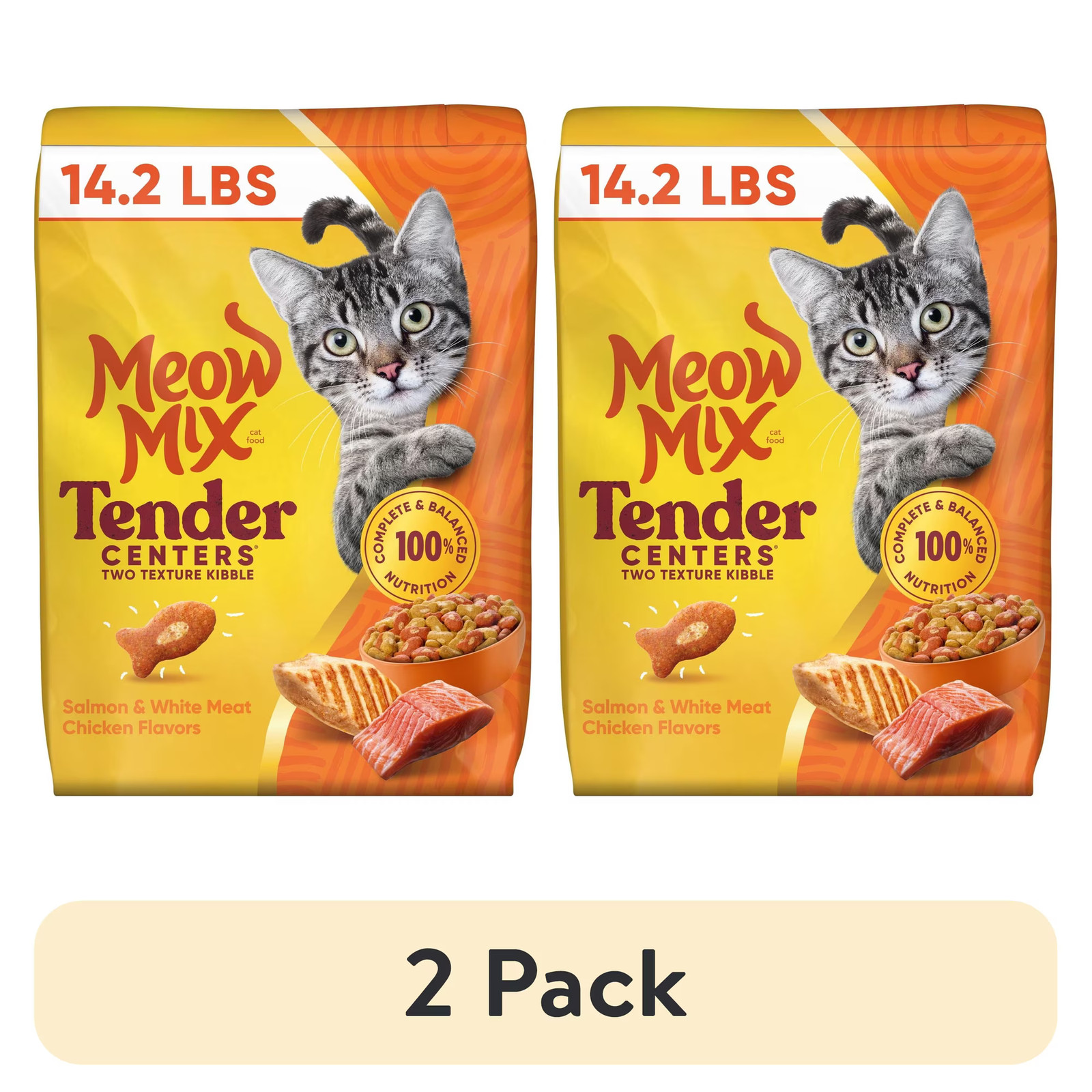 (2 pack) Meow Mix Tender Centers Salmon & White Meat Chicken Flavors, Dry Cat Fo