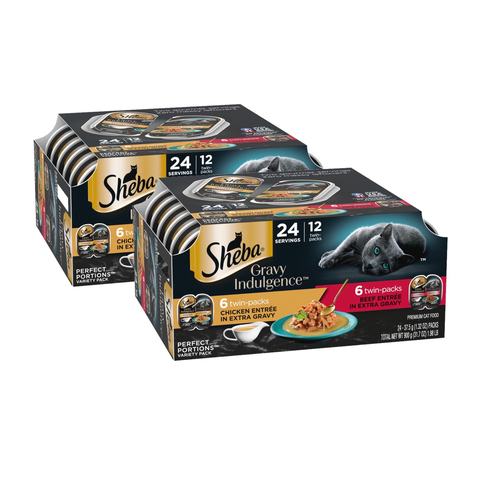 Gravy Indulgence Adult Wet Cat Food Beef and Chicken Entree in Extra Gravy Va…