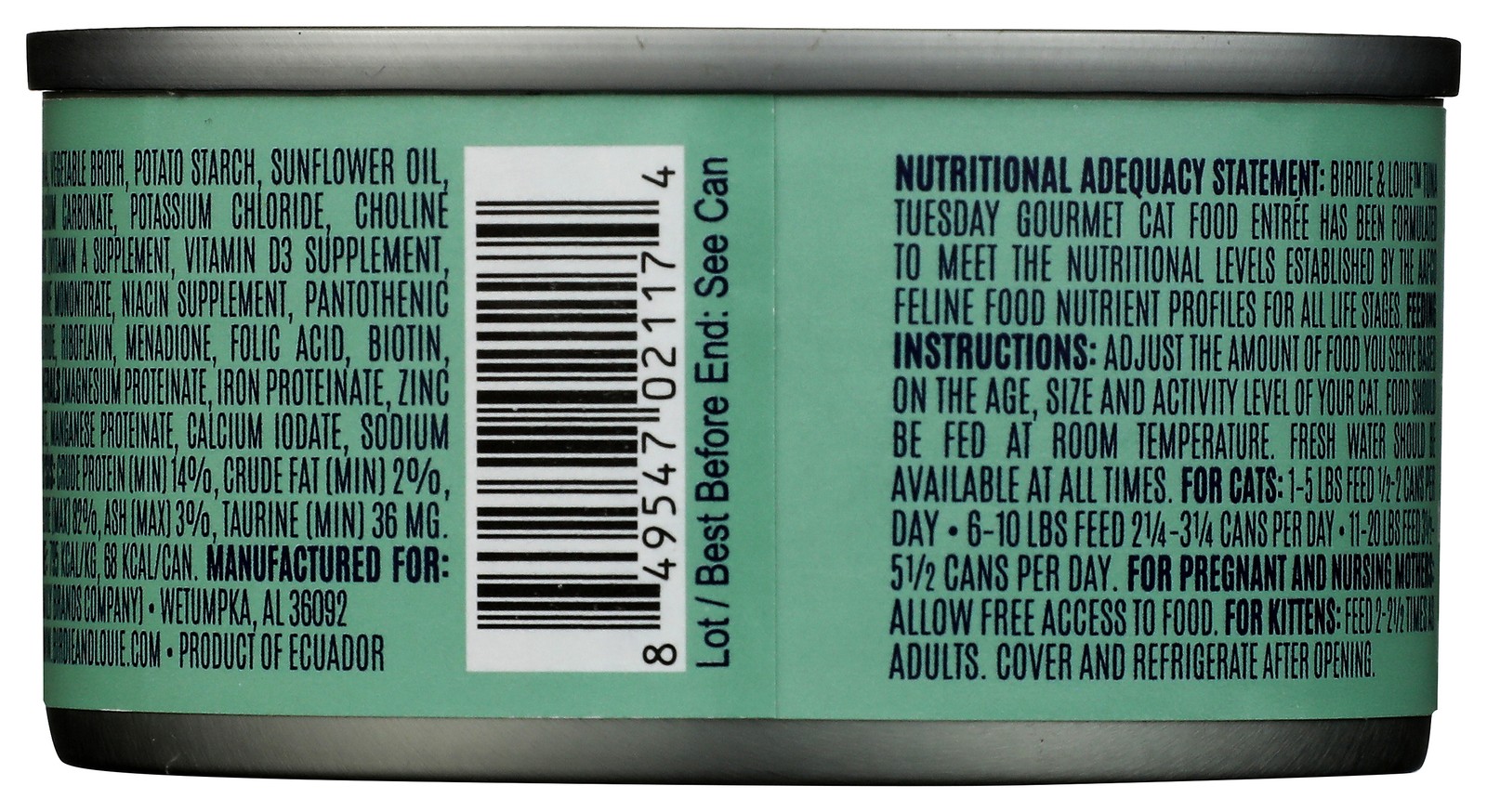 Birdie & Louie Tuna Tuesday Cat Food Gourmet Entree 3 Oz Can Wet 12 Pack