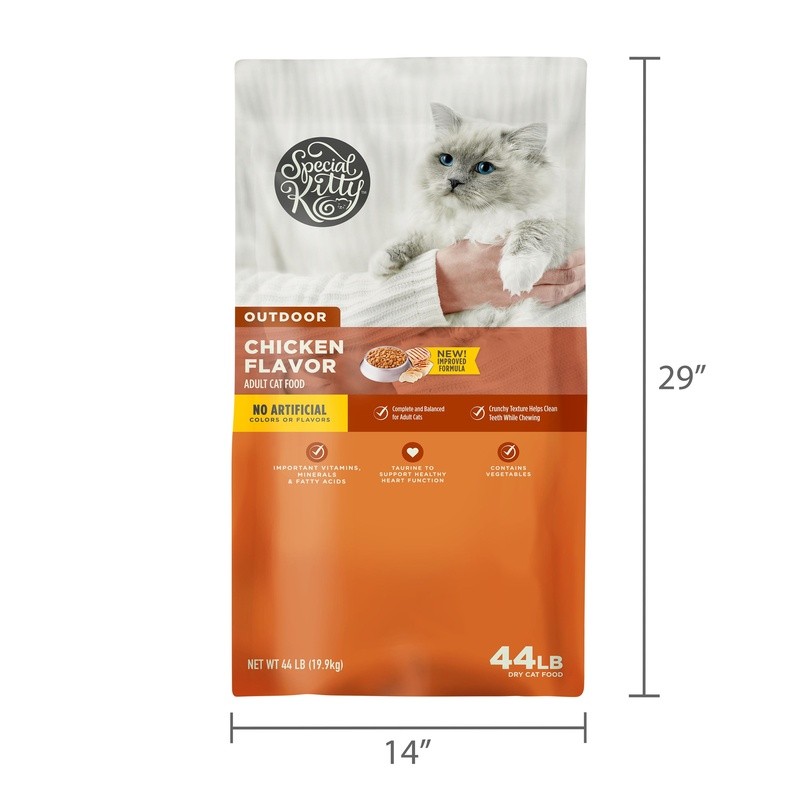 Outdoor Dry Cat Food 44lb Kibble Chicken Flavor Heart Health Dental Care New