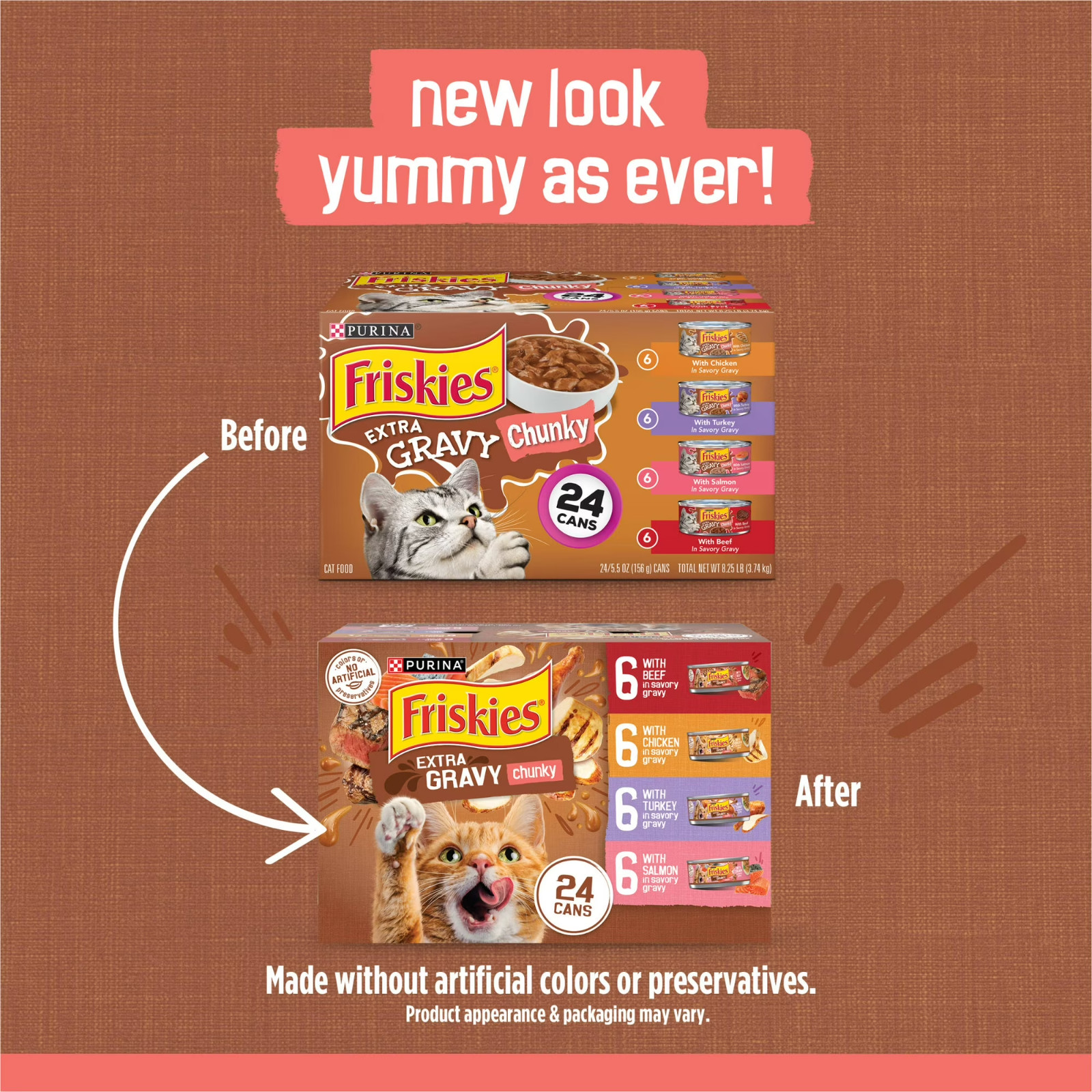 Purina Friskies Extra Chunky Gravy Variety Pack, Wet Cat Food, 5.5 oz Cans