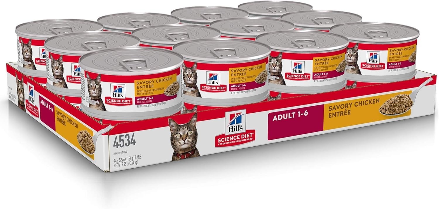 Hill’s Science Diet Adult Wet Cat Food, Chicken Minced, 5.5 oz. Cans, 24-Pack