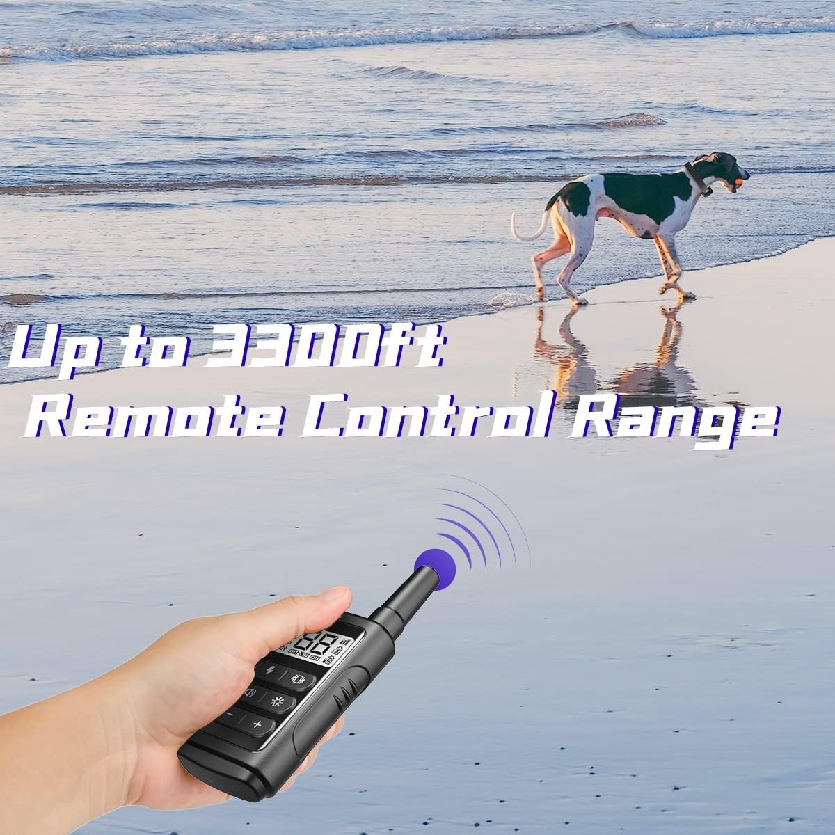 Dog Training Collar with 3300Ft Remote Range 4 Training Modes Rechargable IPX7 W