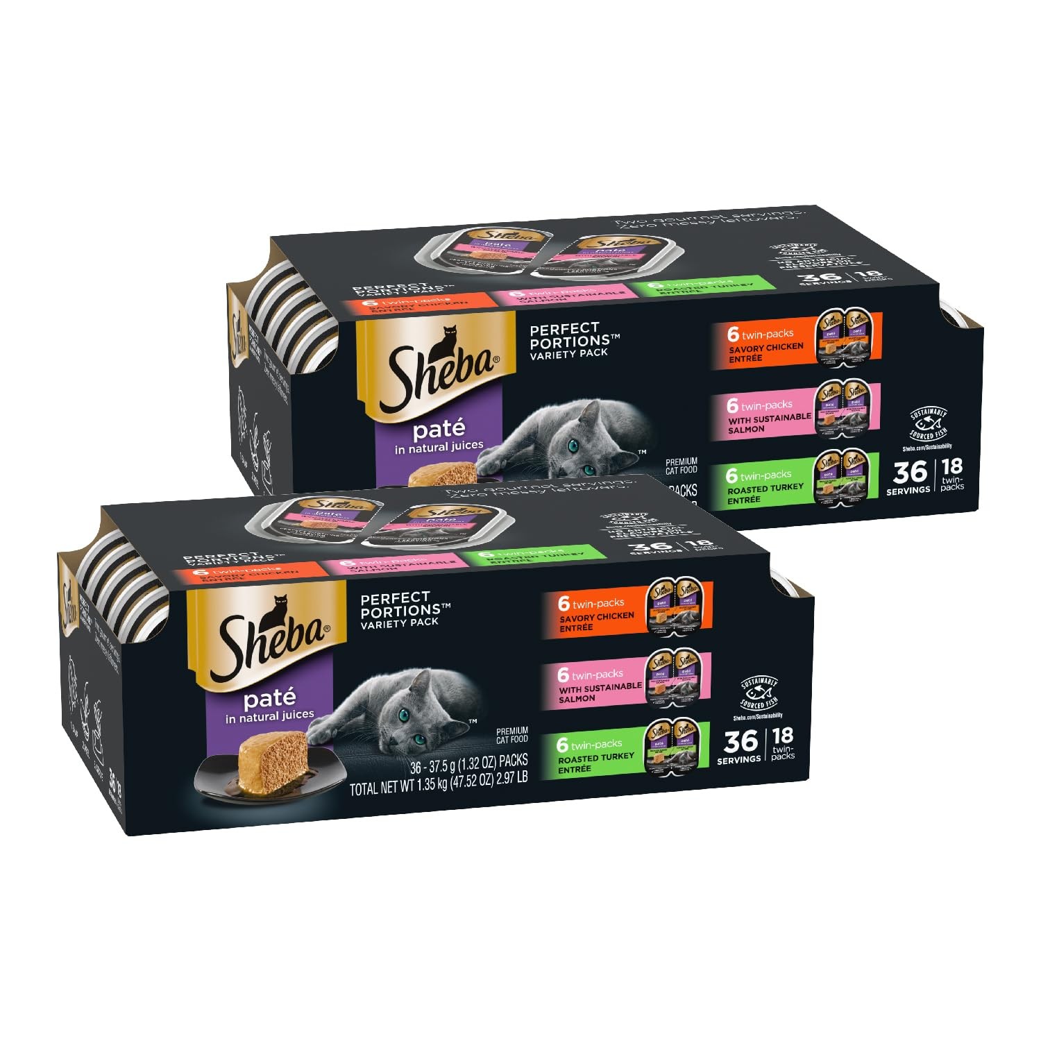 Sheba Perfect Portions Wet Cat Food Pate Savory Chicken, with Sustainable Sal…