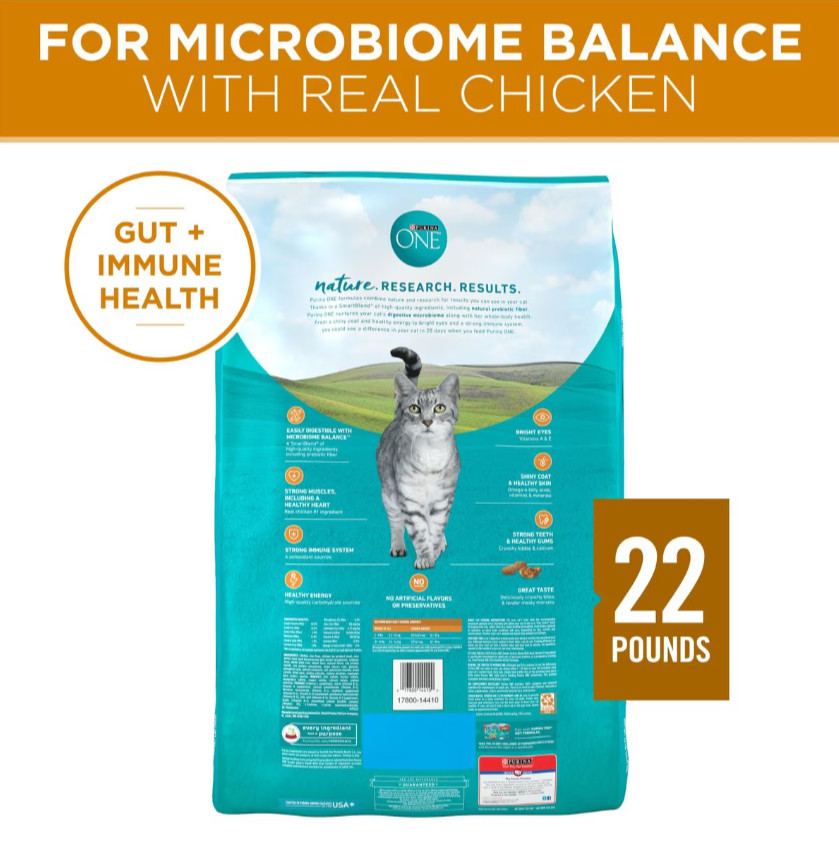 Purina ONE Tender Selects Blend with Real Chicken Formula Dry Cat Food, 22 lb