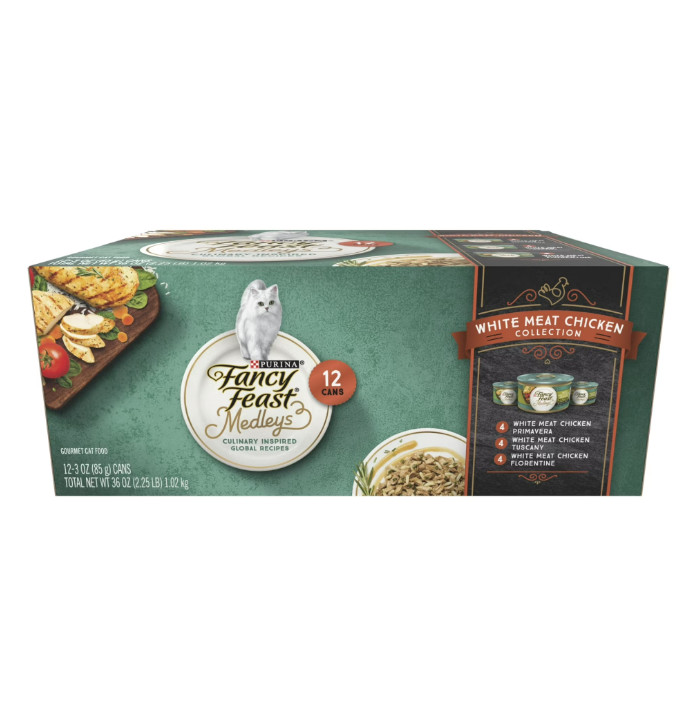 3 BOX Fancy Feast Wet Cat Food Variety Pack, Medleys White Meat Chicken 3 oz Can