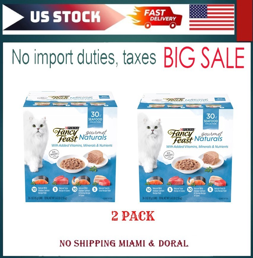 2 Pack Fancy Feast Gourmet Naturals Adult Cat Wet Food Variety Pack 30 CT 90 OZ