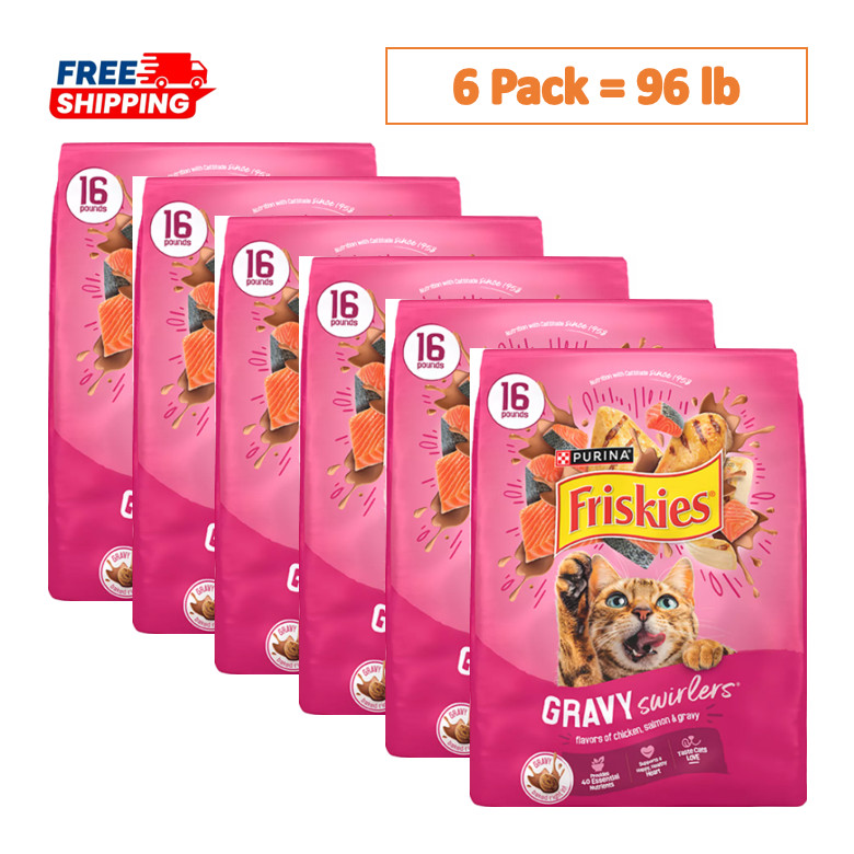 6 Pack,Friskies® Gravy Swirlers Cat Food – Gravy, Chicken & Salmon,16 lb Bag