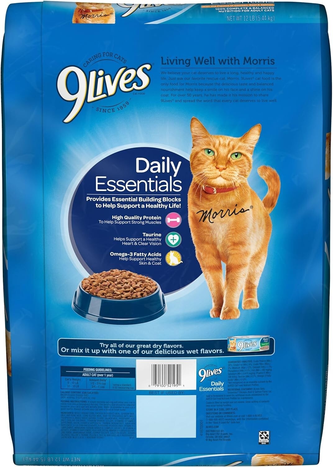 9Lives Daily Essentials Dry Cat Food With Chicken, Beef & Salmon Flavors, 12 lb