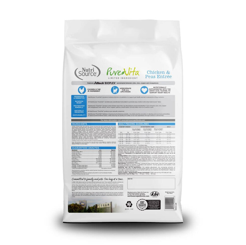 NutriSource PureVita Grain Free Chicken & Peas Dry Cat Food 12 lb 2 Pack