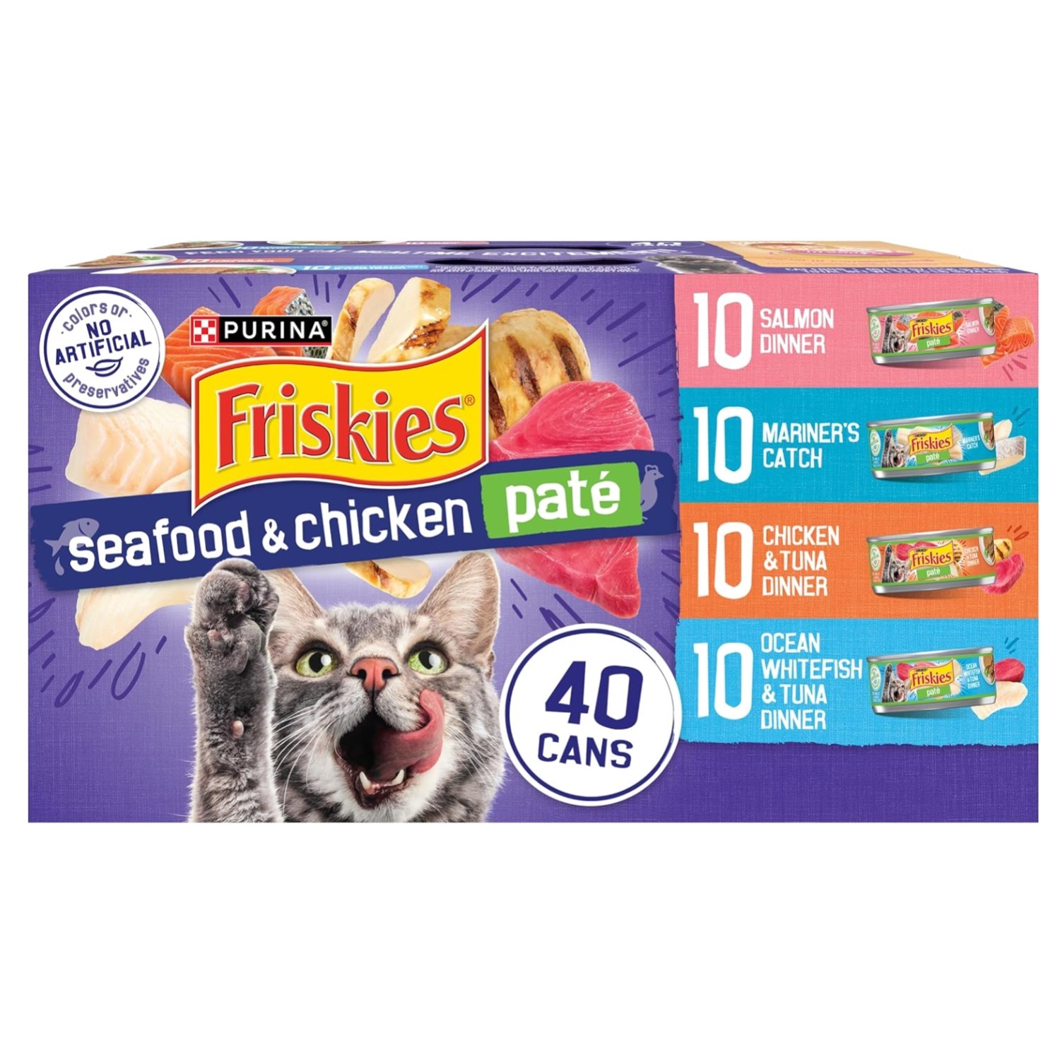 Purina Pate Wet Cat Food Variety Pack Seafood and Chicken Pate Favorites 40ct…