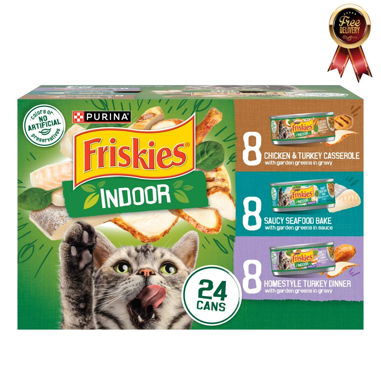 Purina Friskies Indoor Wet Cat Food Variety Pack, 5.5 Oz Cans (24 Pack)