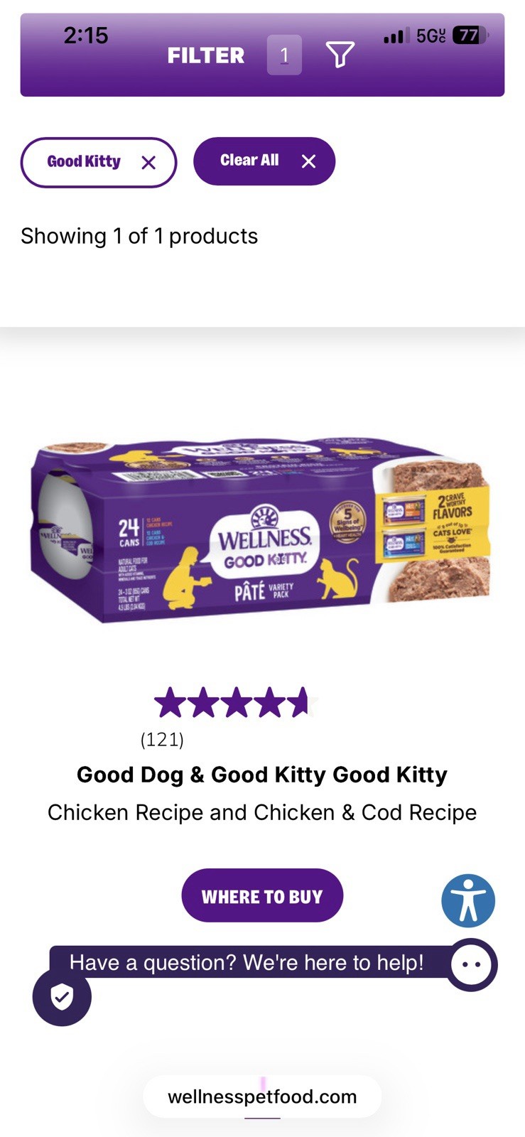 Wellness Good Kitty Wet Cat Food Pate Variety Pack, Real Chicken, 3 Oz, 24-Count