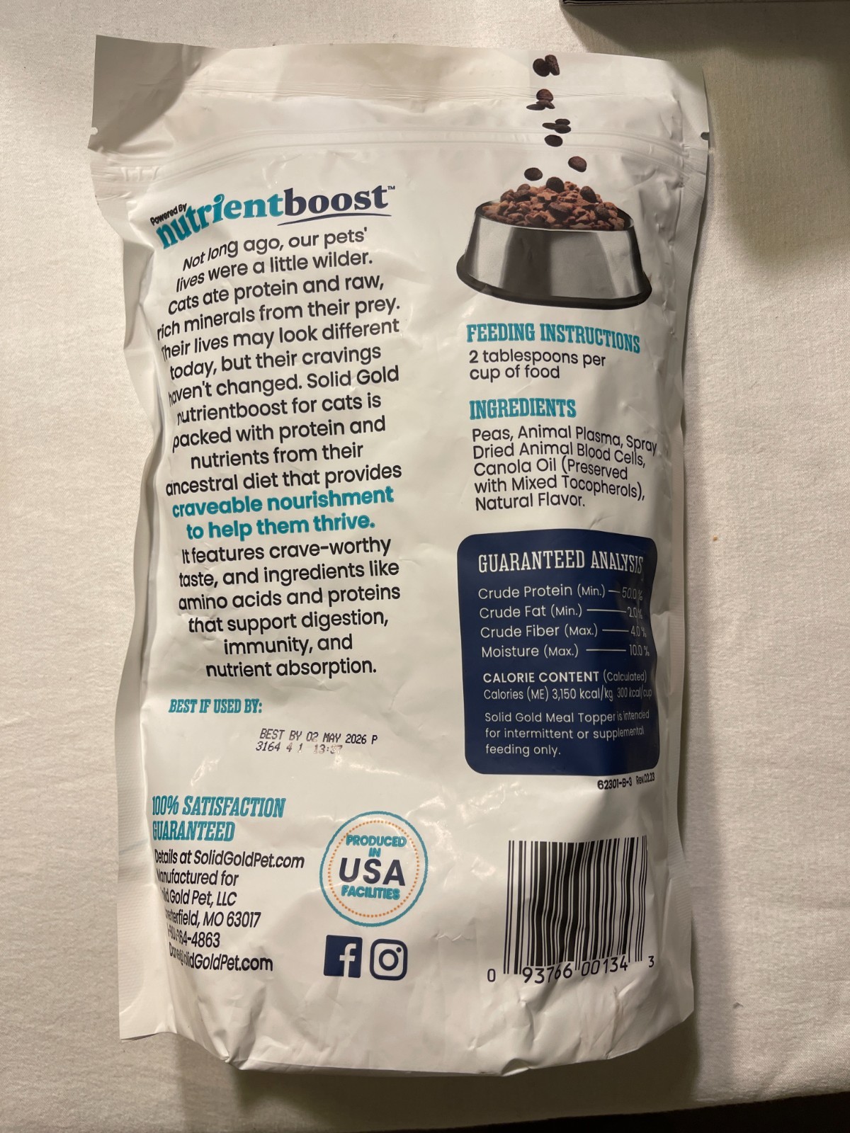 5 Solid Gold Nutrient Boost Meal Topper Cats 16 Oz Bags Ex 5/26 Total 5lbs