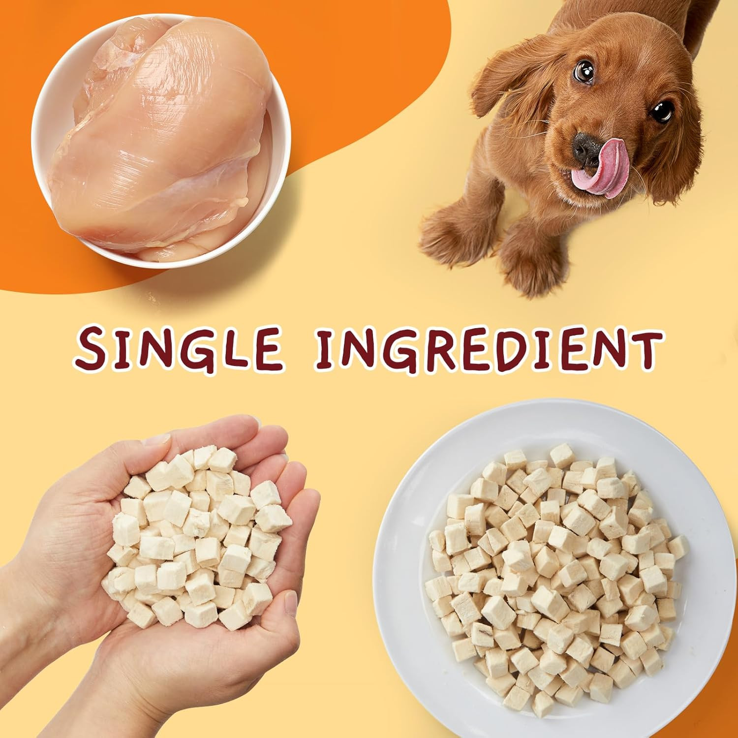 Freeze Dried Chicken Cat & Dog Treats, Single Ingredient Chicken Bites for Cats
