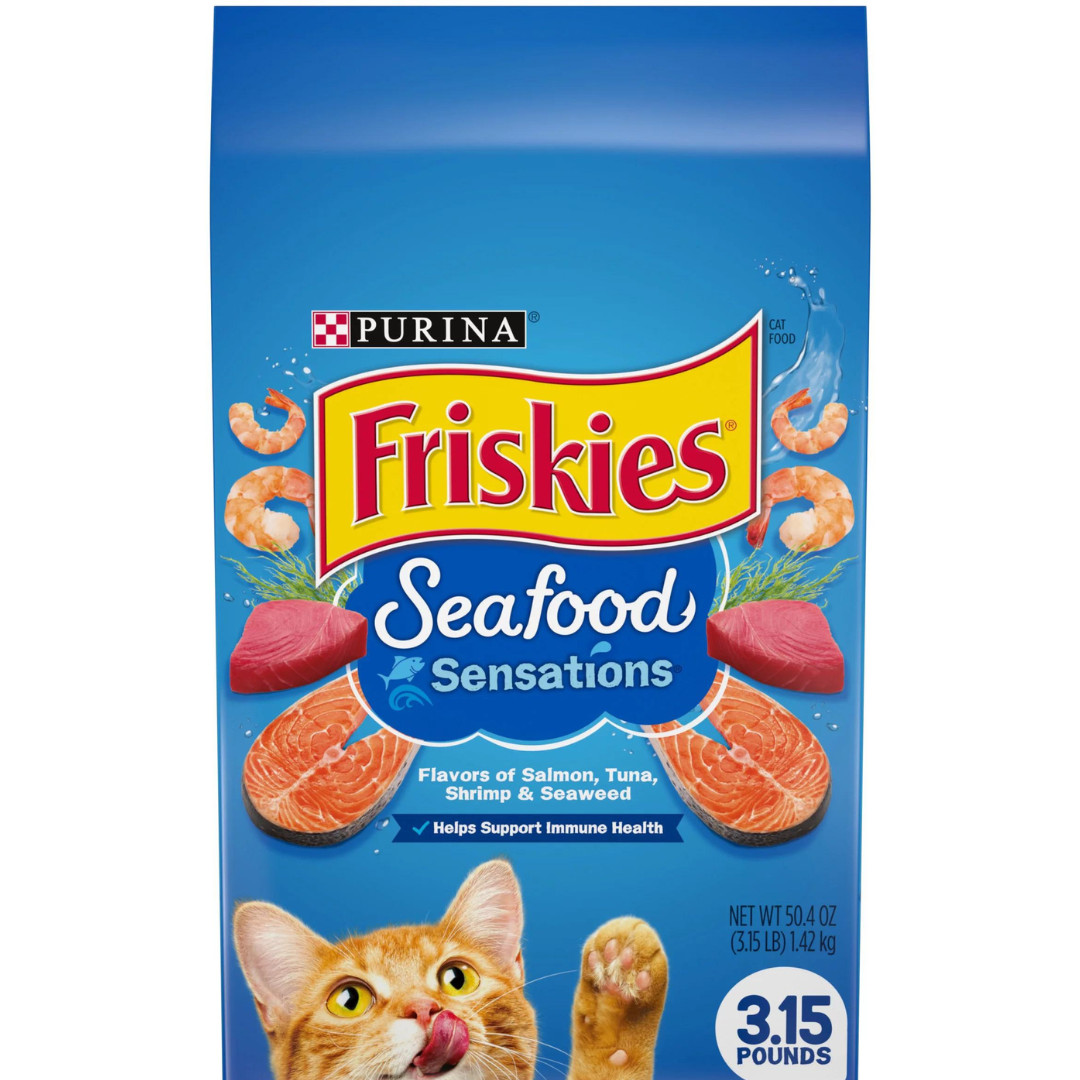 Friskies Dry Cat Food, Seafood Sensations, 3.15 lb. Bag – Free & Fast Shipping