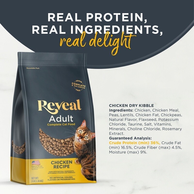 Natural Dry Cat Food Chicken Recipe Grain Free Kibble 3lb Limited Ingredient