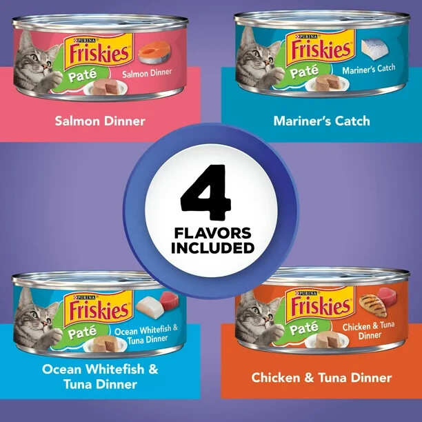40Cans Friskies Wet Cat Food Variety Pack Seafood & Chicken Pate Favorites 5.5oz