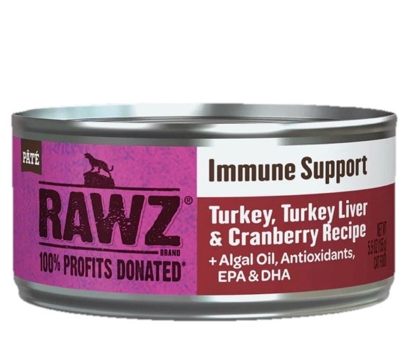 Rawz Immune Support Turkey, Turkey Liver & Cranberry Cat Food 24/5.5oz Cans