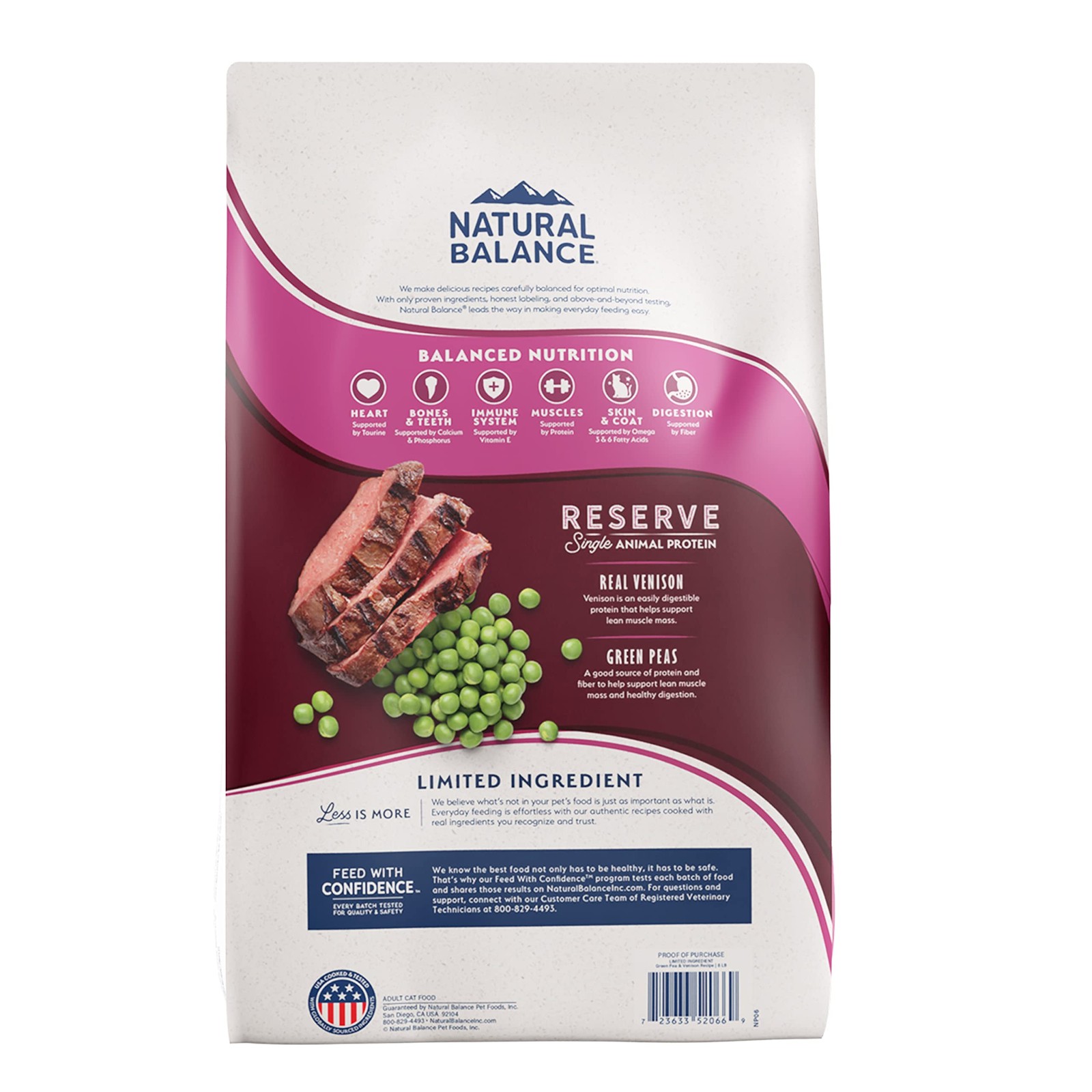 Natural Balance Grain Free Green Pea Venison Dry Cat Food 4 Pound Bag