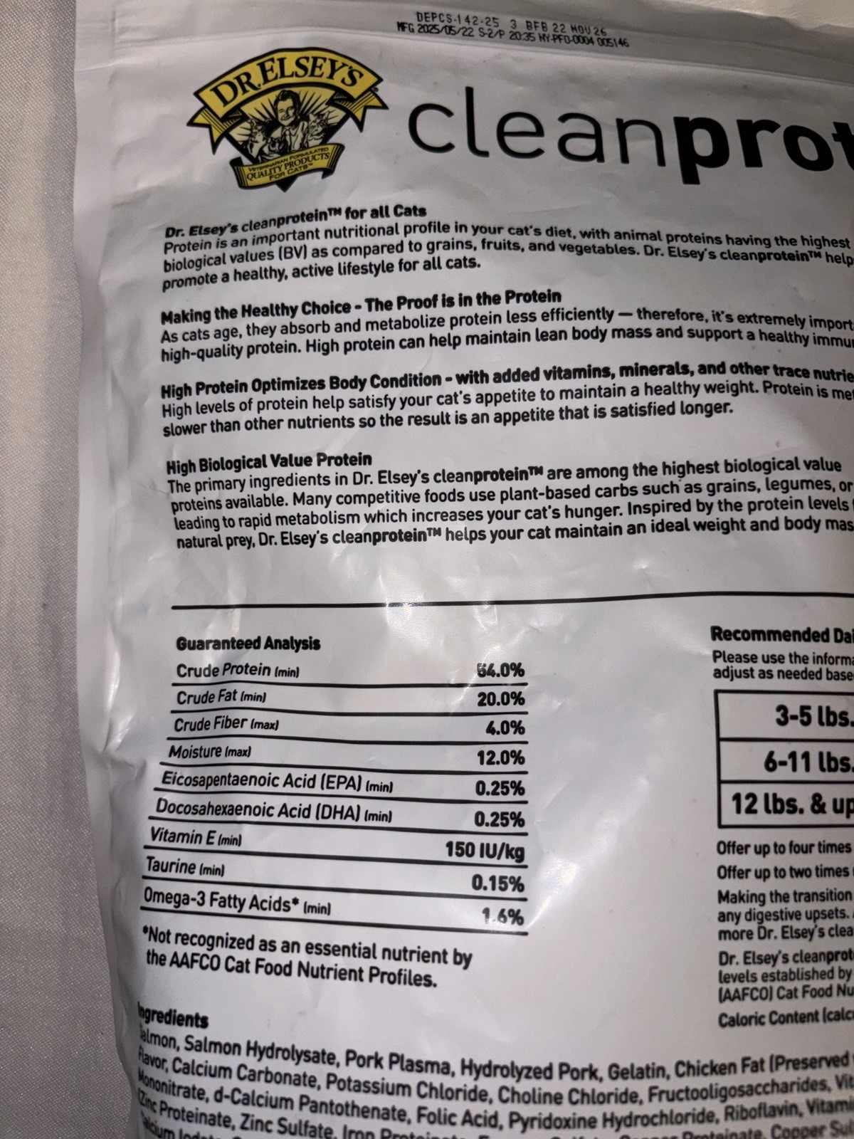 Dr. Elseys Clean Protein Cat Food Salmon Recipe NEW 2lb Bag! Grain Free 11/22/26