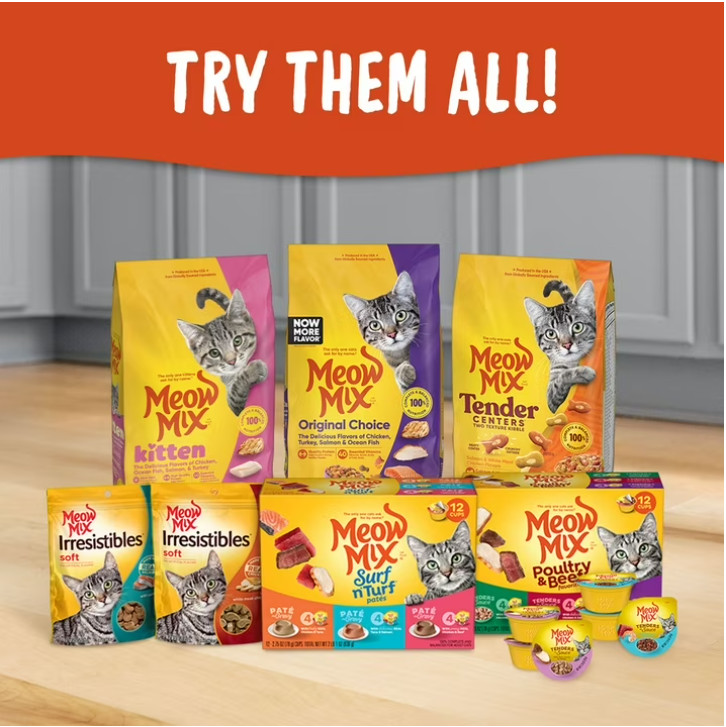 (2 pack) Meow Mix Tenders in Sauce Wet Cat Food Variety Pack, 24 Cups