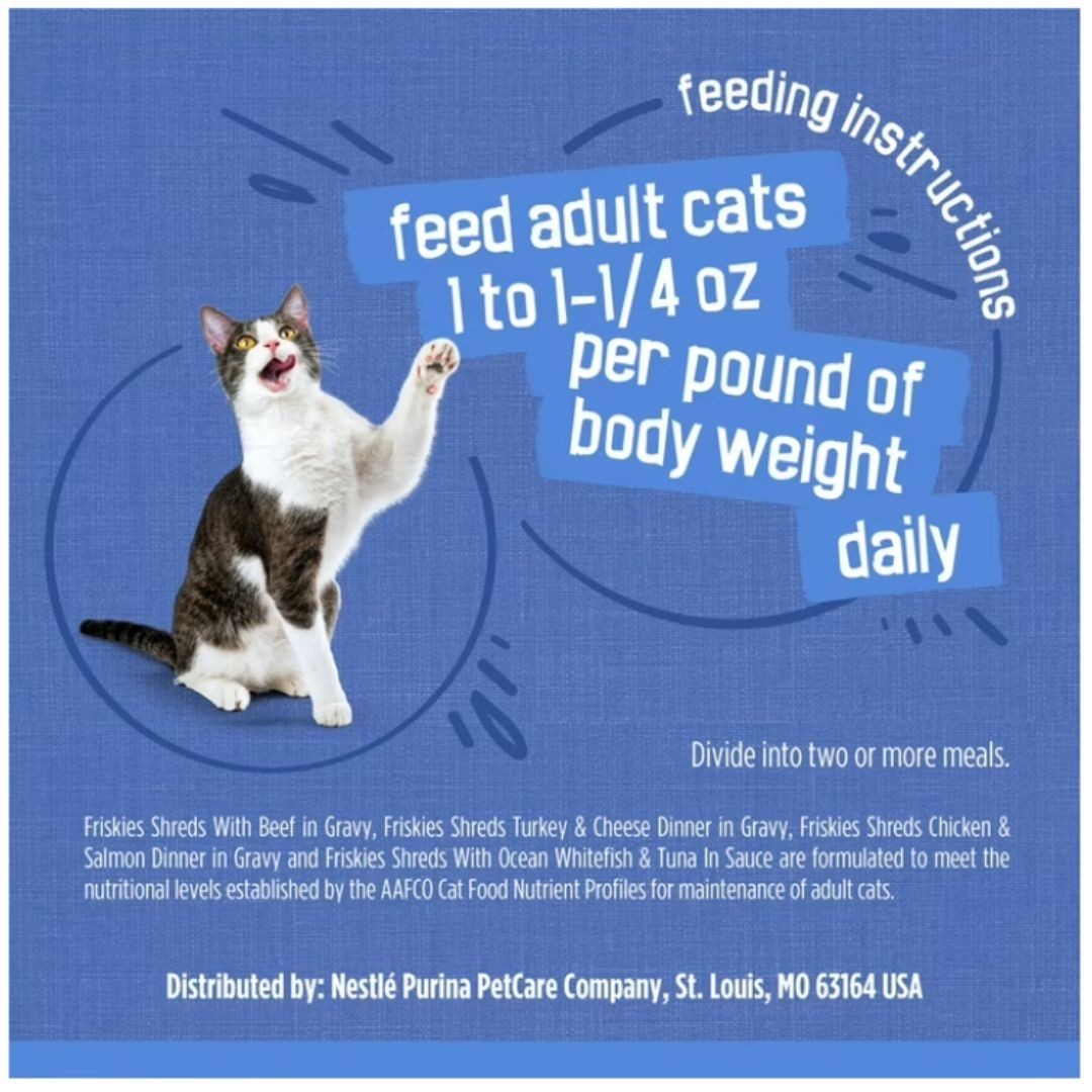 Purina Friskies Shreds Gravy Variety Pack, Wet Cat Food, 5.5 oz Cans, 40 Pack
