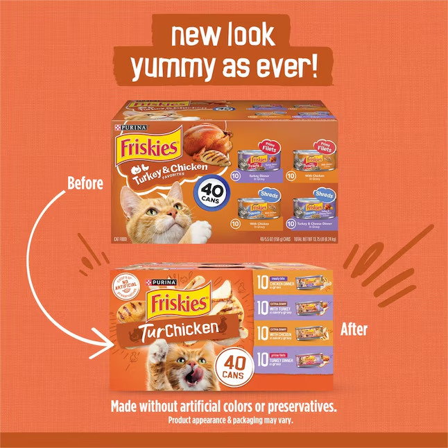 Purina Friskies Turchicken Gravy, Soft Variety Pack, Wet Cat Food, 5.5 oz, 40pk