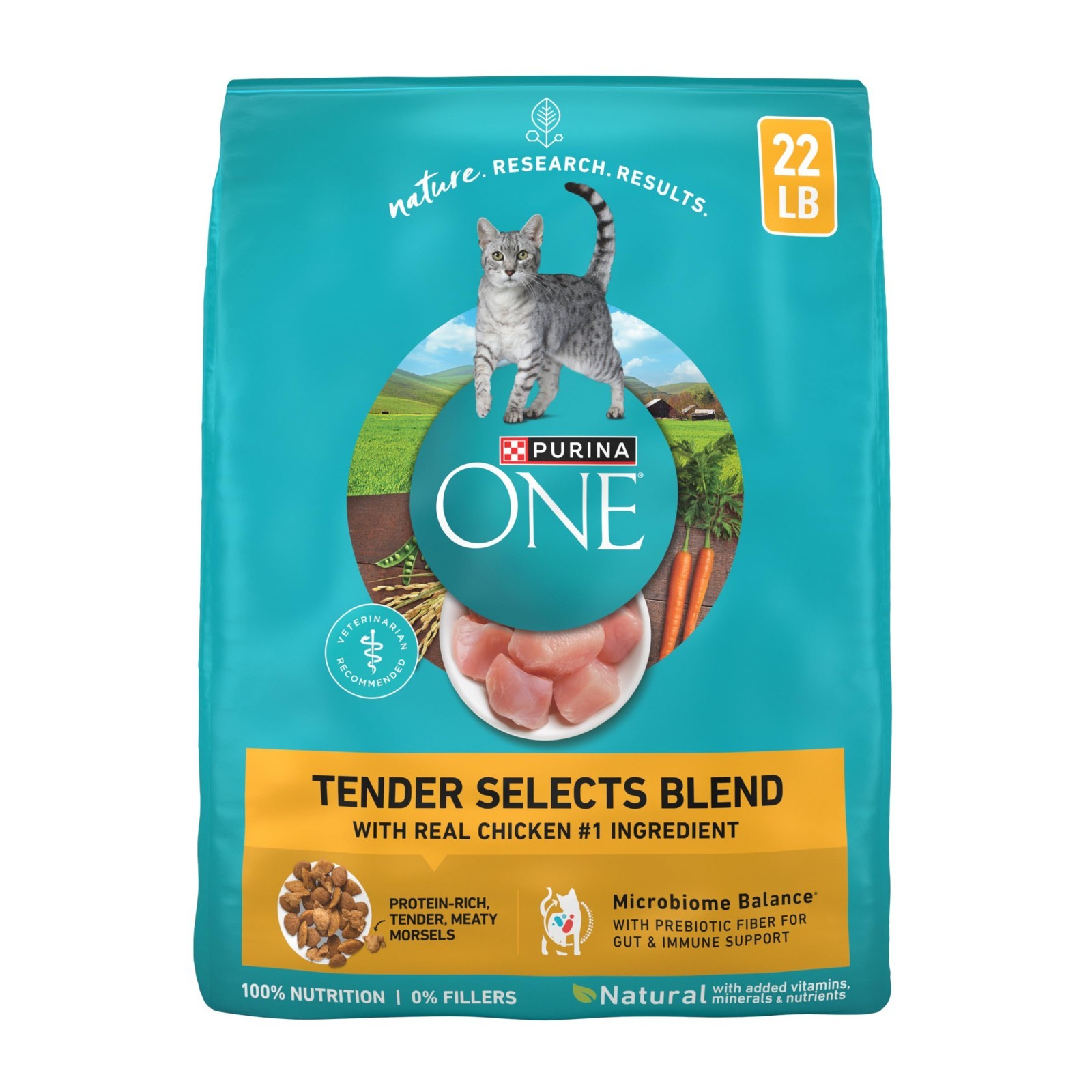 Purina ONE Natural Dry Cat Food, Tender Selects Blend With Real Chicken – 22 lb.