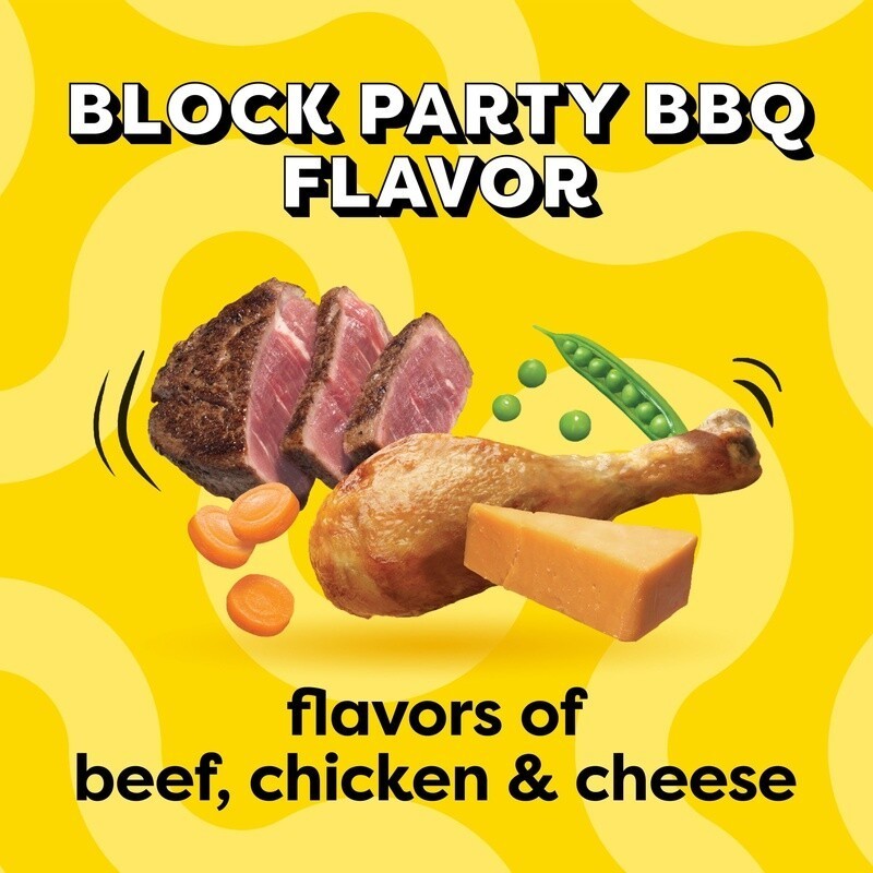 Dry Cat Food Block Party BBQ Flavor Kibble Beef Chicken Cheese All Breeds 13.5Lb