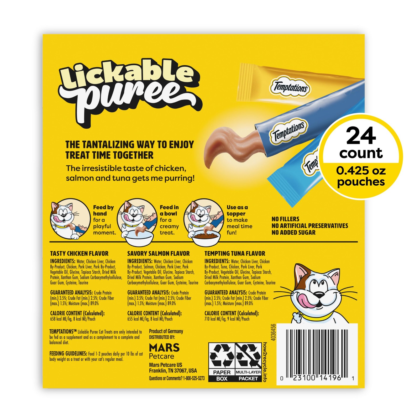 Creamy Puree Squeezable Lickable Cat Treats, Wet Cat Treats with Chicken, Sal…