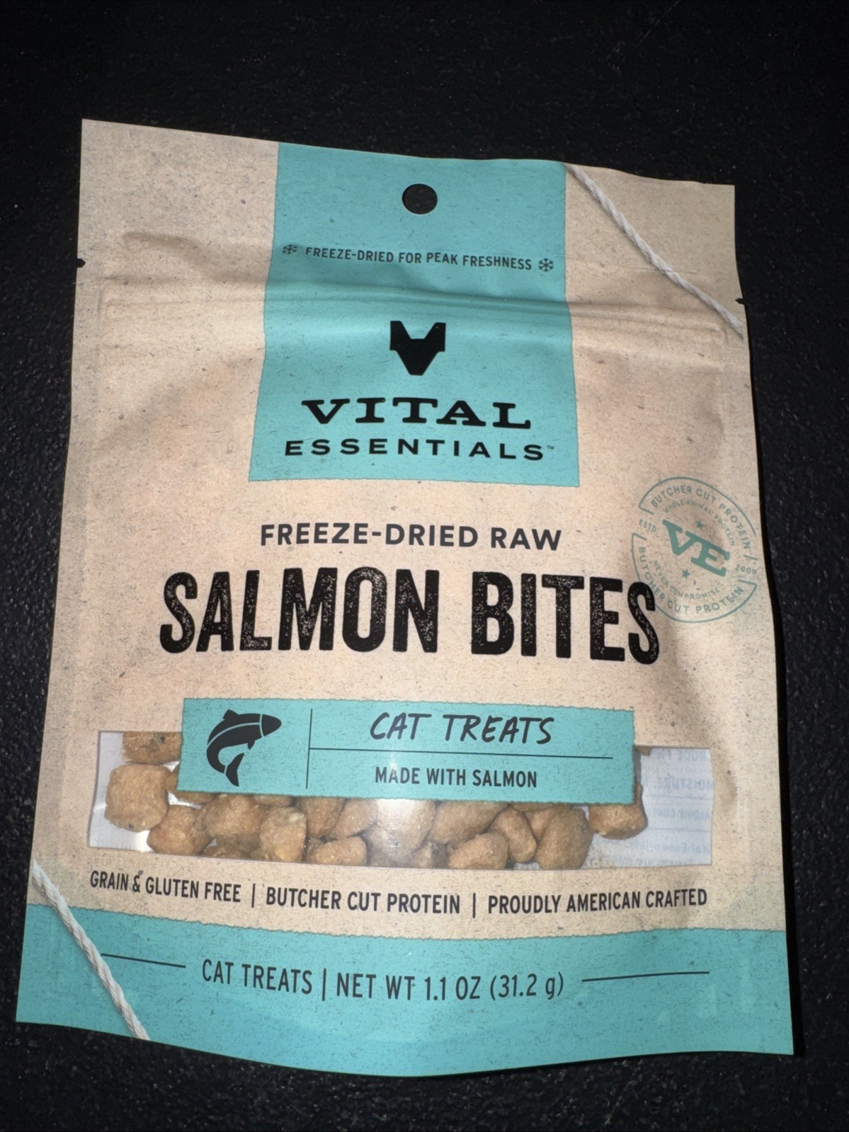 Vital Essentials Salmon Bites Cat 1.1 Ounce (Pack of 1), New Packaging
