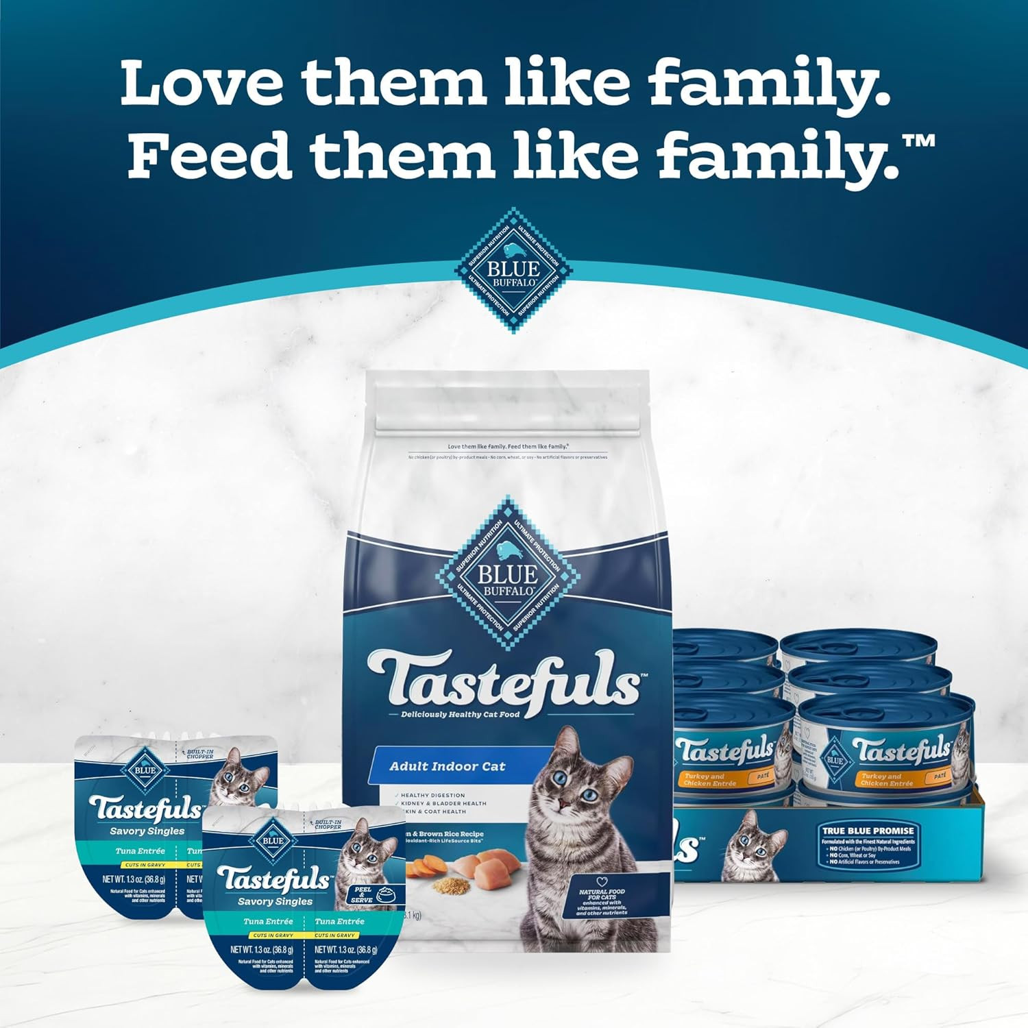 Tastefuls Adult Dry Cat Food Indoor Cat Formula, Made in the USA with Natural In