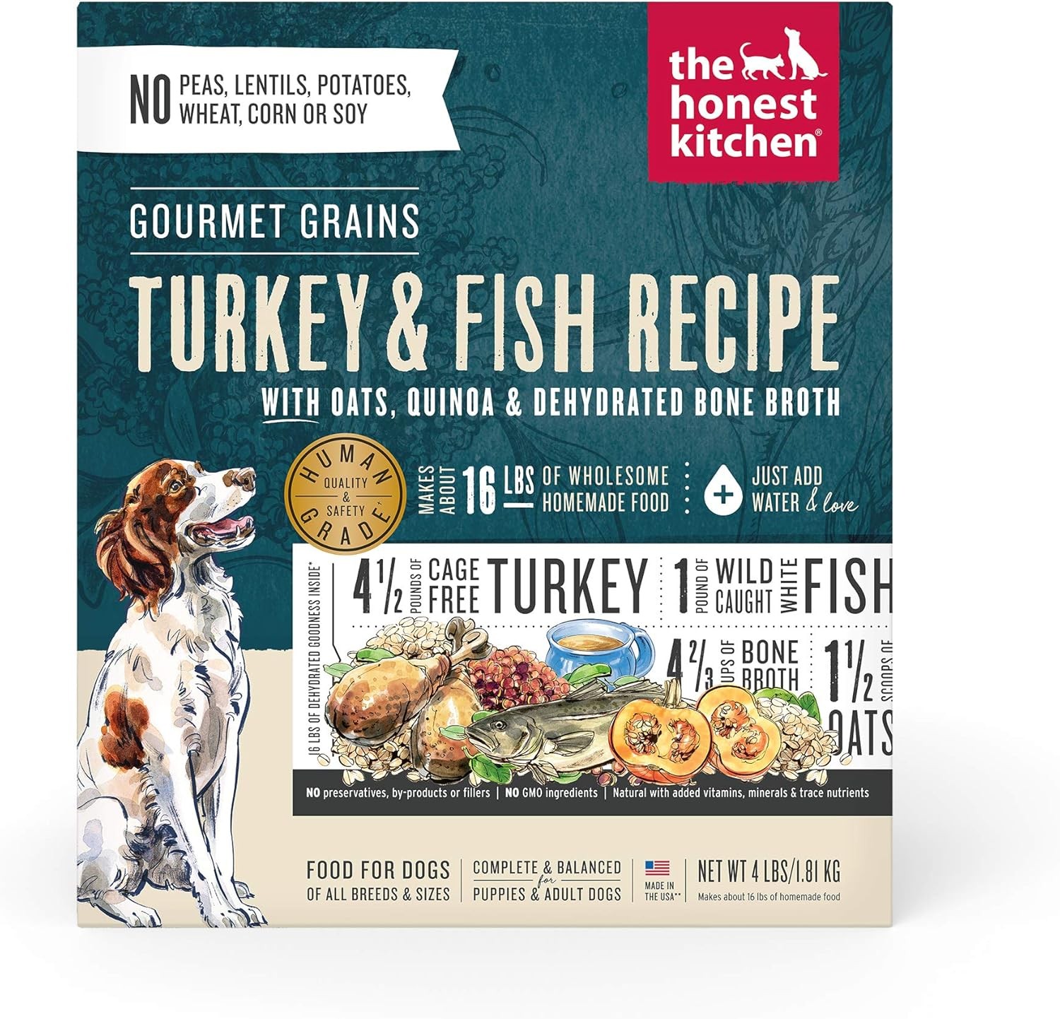 The Honest Kitchen Human Grade Dehydrated Dog Food, Gourmet Grains Turkey & Whit