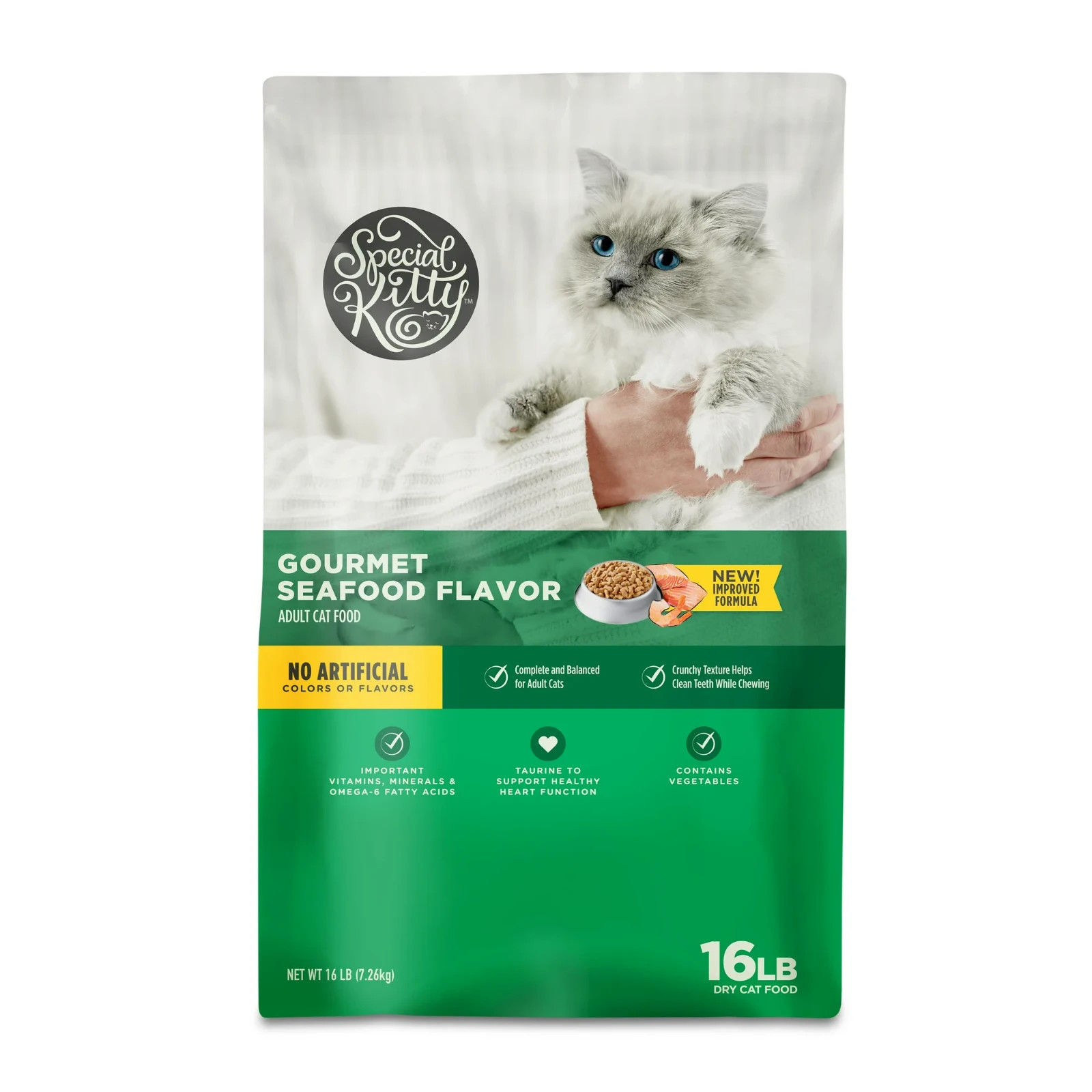 NEW 4 pack Special Kitty Gourmet Formula Seafood Blend Flavor Dry Cat Food 16 lb