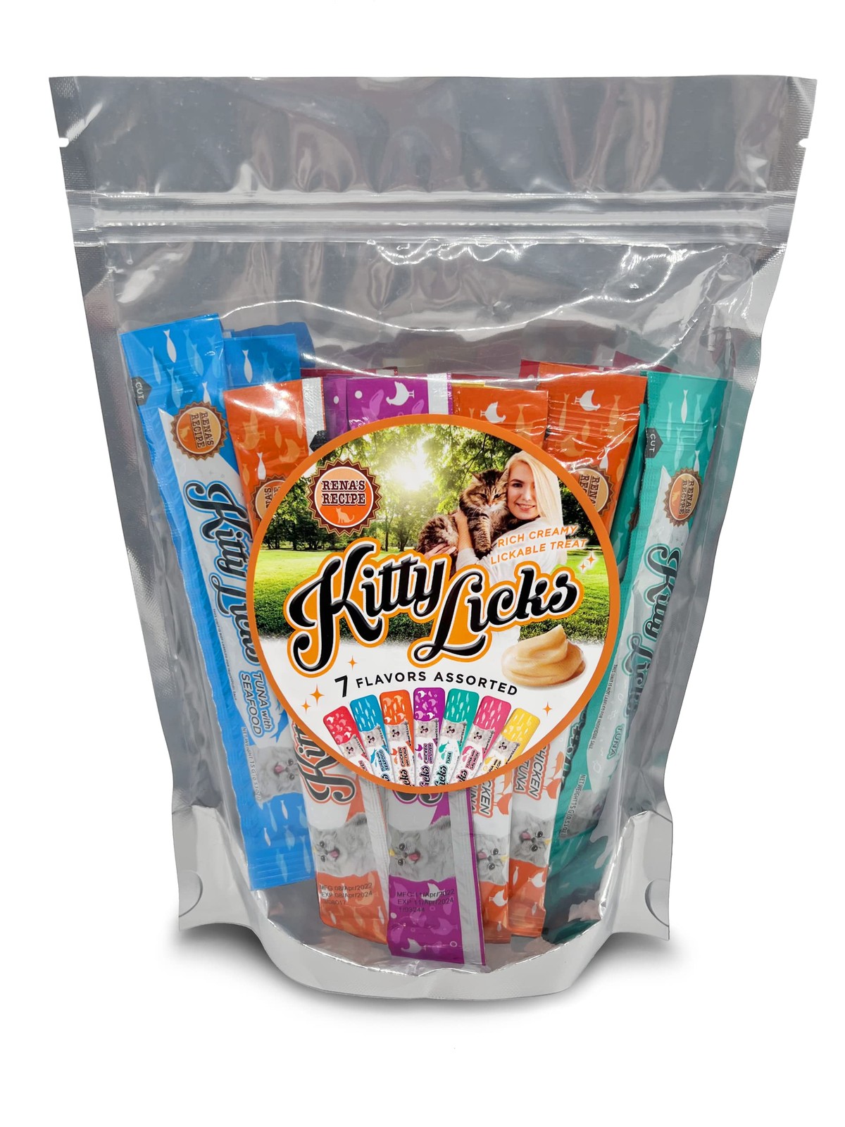Rena’s Recipe Kitty Licks Lickable Cat Treats Variety Pack, 28 Tubes