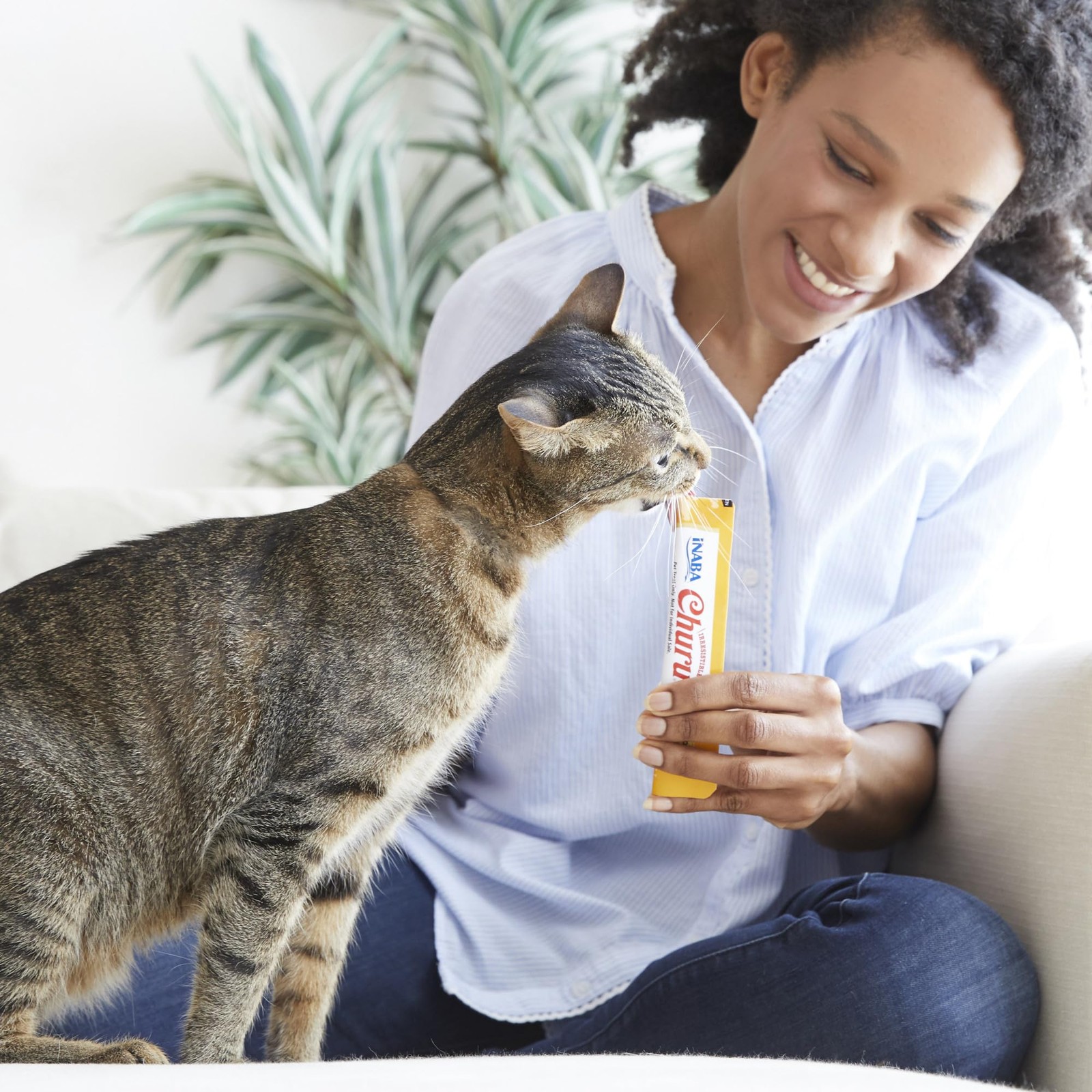 Churu Cat Treats, Lickable, Squeezable Creamy Purée Cat Treat with Green Tea …