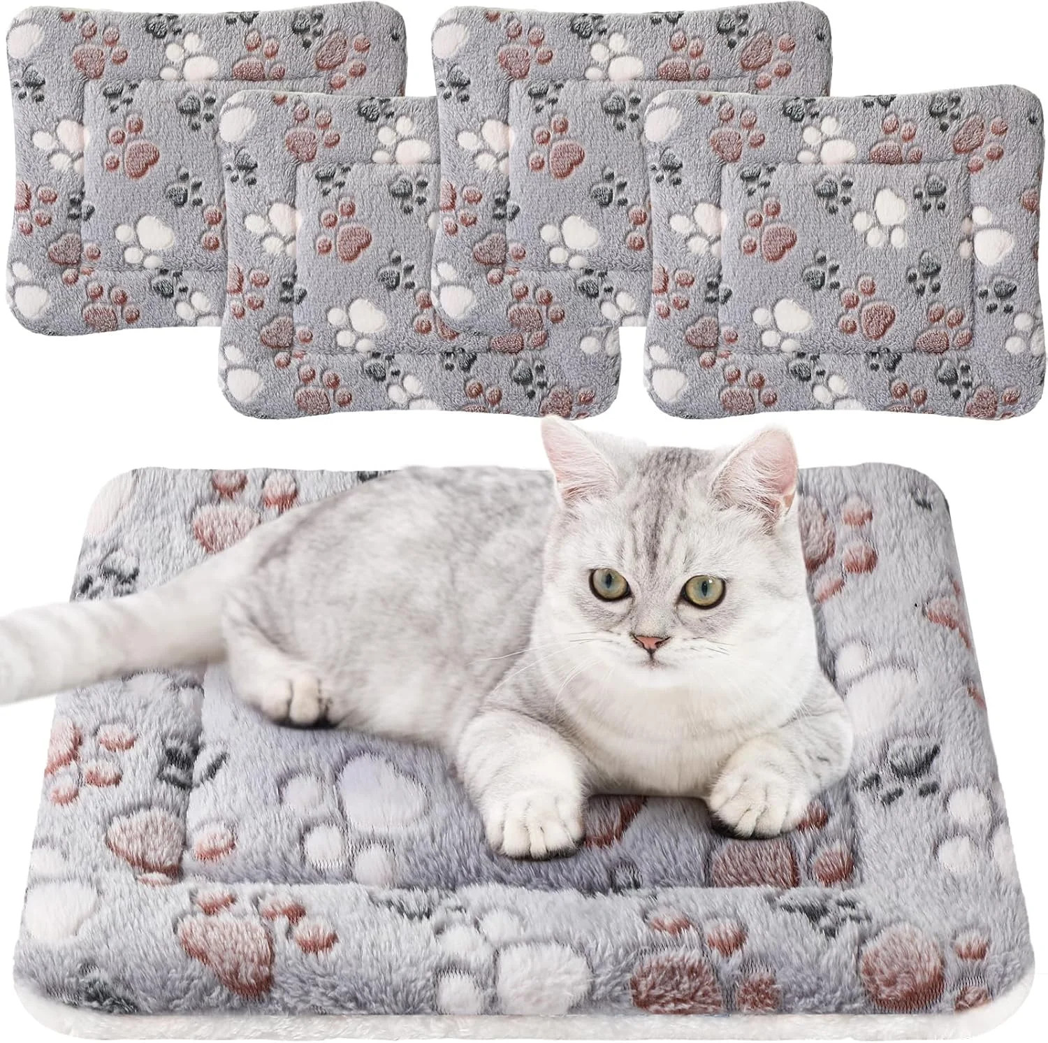 Tuanse 4 Pack Ultra Soft Dog Cat Bed Mat Small Animal Guinea Pig Bed with Cute P