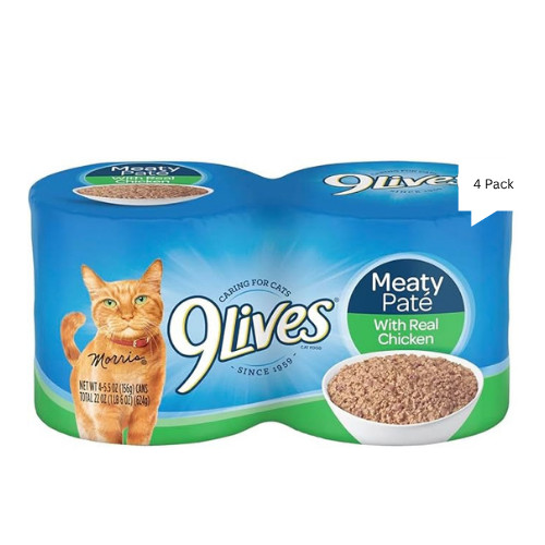 9Lives Meaty Paté With Real Chicken & Tuna Wet Cat Food, 5.5 OZ Pack of 4