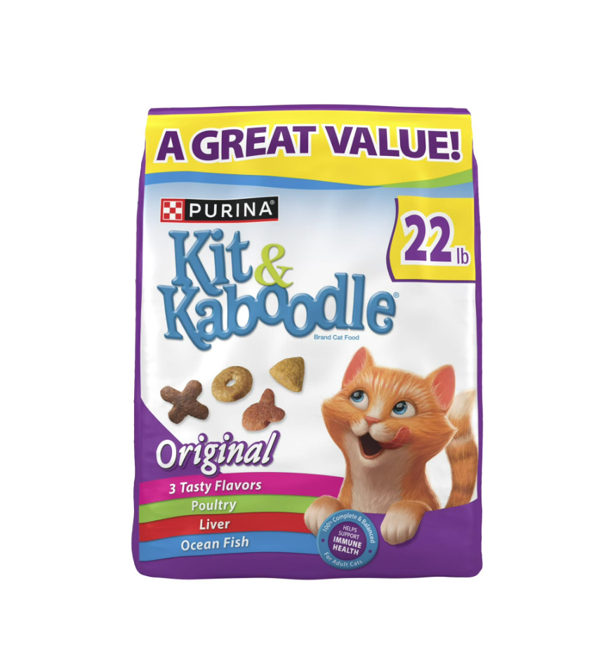 (3 pack) Purina Kit and Kaboodle Dry Cat Food Original Poultry, 22 lb. Bag