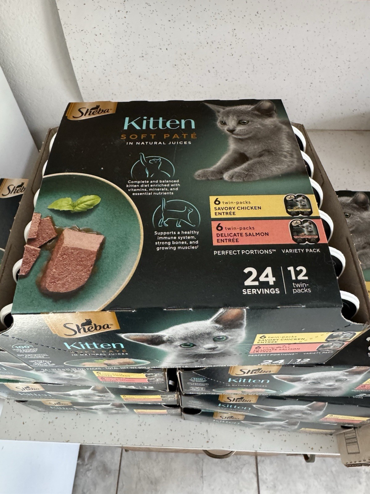 Sheba Perfect Portions Salmon, Chicken and Seafood Wet Cat Food-31.7oz/12ct
