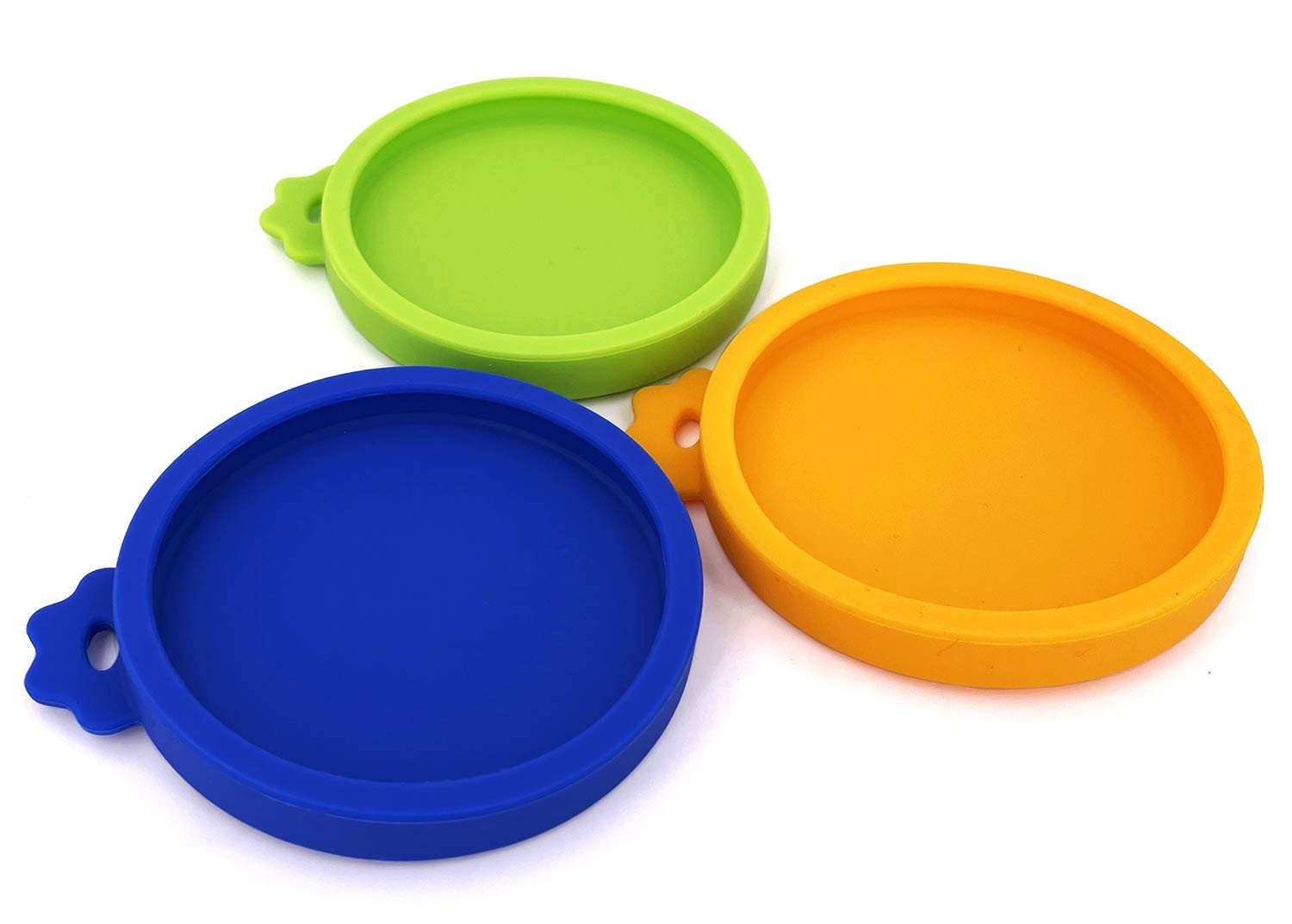 Comtim 3 Pack Cat Food Can Lids, Silicone Small Dark Blue / Green / Orange