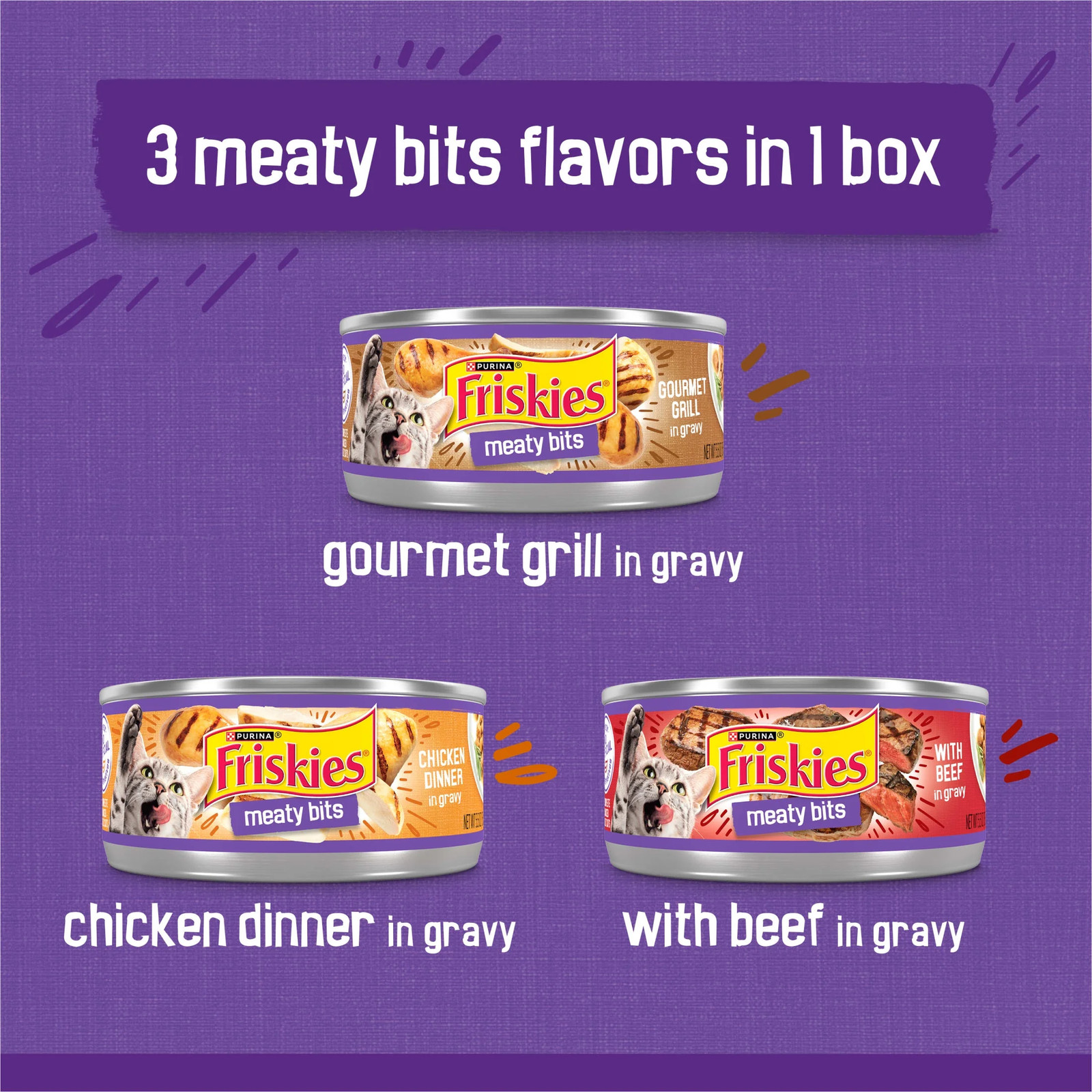 Gravy Variety Pack, Meaty Bits, Wet Cat Food, 12 Pack, 5.5 Oz. Cans