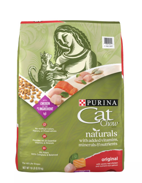 Purina Cat Chow Naturals All Life Stages Cat Food Chicken 18 lb Natural