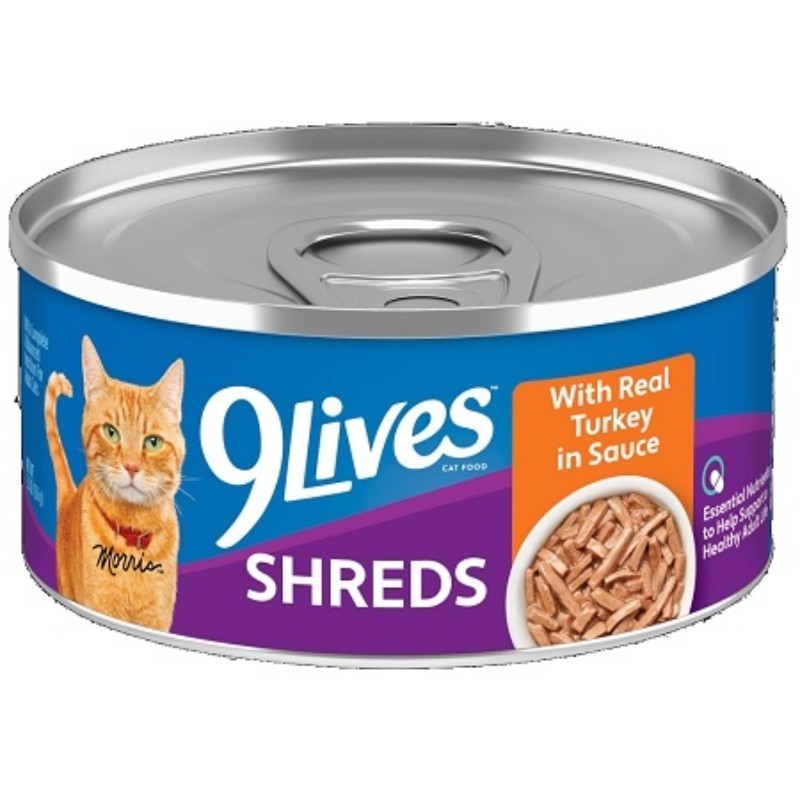 5x 9 Lives Turkey in Sauce Cat Food Canned Meal Bulk Pack 5.5oz Lot New