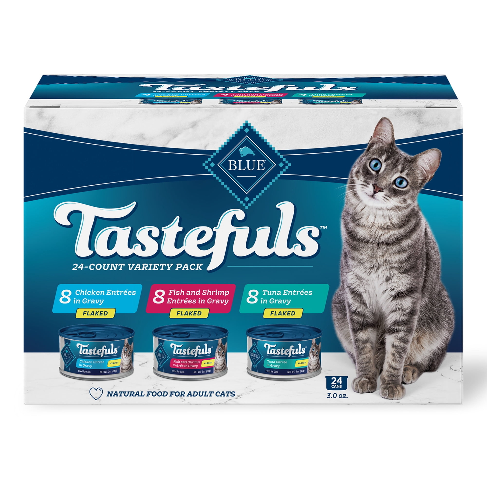 Tastefuls Flaked Wet Cat Food 3-Flavor Variety Pack, 3-oz. (12ct, 4 of Each)